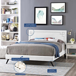 ModwayModway Ruthie Queen Vinyl Platform Bed with Round Splayed Legs MOD-5930 MOD-5930-WHI- BetterPatio.com