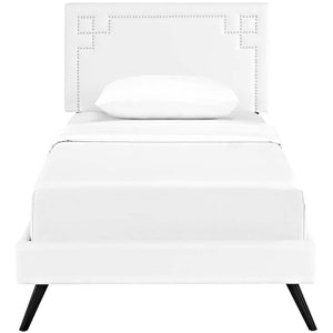 ModwayModway Ruthie Twin Vinyl Platform Bed with Round Splayed Legs MOD-5926 MOD-5926-WHI- BetterPatio.com