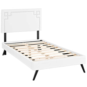 ModwayModway Ruthie Twin Vinyl Platform Bed with Round Splayed Legs MOD-5926 MOD-5926-WHI- BetterPatio.com