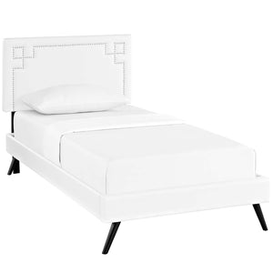 ModwayModway Ruthie Twin Vinyl Platform Bed with Round Splayed Legs MOD-5926 MOD-5926-WHI- BetterPatio.com