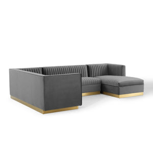 ModwayModway Sanguine 3 Piece Performance Velvet Sectional Sofa Set EEI-3921 EEI-3921-GRY- BetterPatio.com