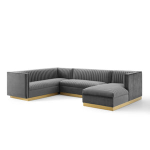 ModwayModway Sanguine 3 Piece Performance Velvet Sectional Sofa Set EEI-3921 EEI-3921-GRY- BetterPatio.com