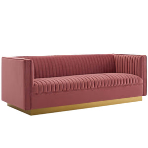 ModwayModway Sanguine 3 Piece Vertical Channel Tufted Upholstered Performance Velvet Set EEI-4144 EEI-4144-DUS-SET- BetterPatio.com