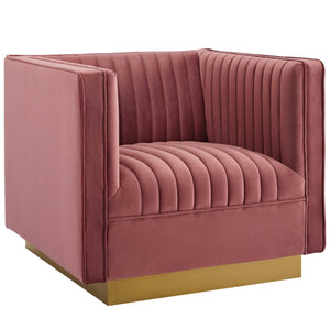 ModwayModway Sanguine 3 Piece Vertical Channel Tufted Upholstered Performance Velvet Set EEI-4144 EEI-4144-DUS-SET- BetterPatio.com