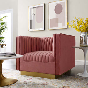 ModwayModway Sanguine Vertical Channel Tufted Accent Performance Velvet Armchair EEI-3406 EEI-3406-DUS- BetterPatio.com