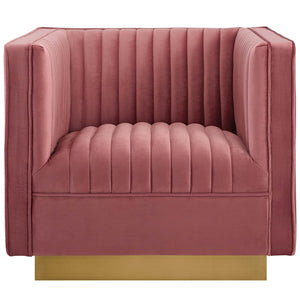 ModwayModway Sanguine Vertical Channel Tufted Accent Performance Velvet Armchair EEI-3406 EEI-3406-DUS- BetterPatio.com