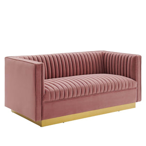 ModwayModway Sanguine Vertical Channel Tufted Performance Velvet Loveseat EEI-4530 EEI-4530-DUS- BetterPatio.com