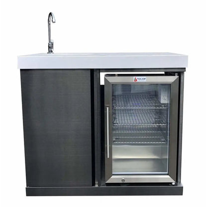 Mont Alpi MAi805-BSSBEV beverage center module with sink faucet and glass door refrigerator