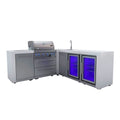 Mont Alpi 400 L-Shaped Deluxe Island with Beverage Center, Two Fridges, 4-Burner Grill and Sink - MAi400-DBEV90FC