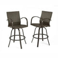 The Outdoor Great Room Company Leather Wicker Swivel Bar Stools, Set of 2 - NAPLES-4030-L
