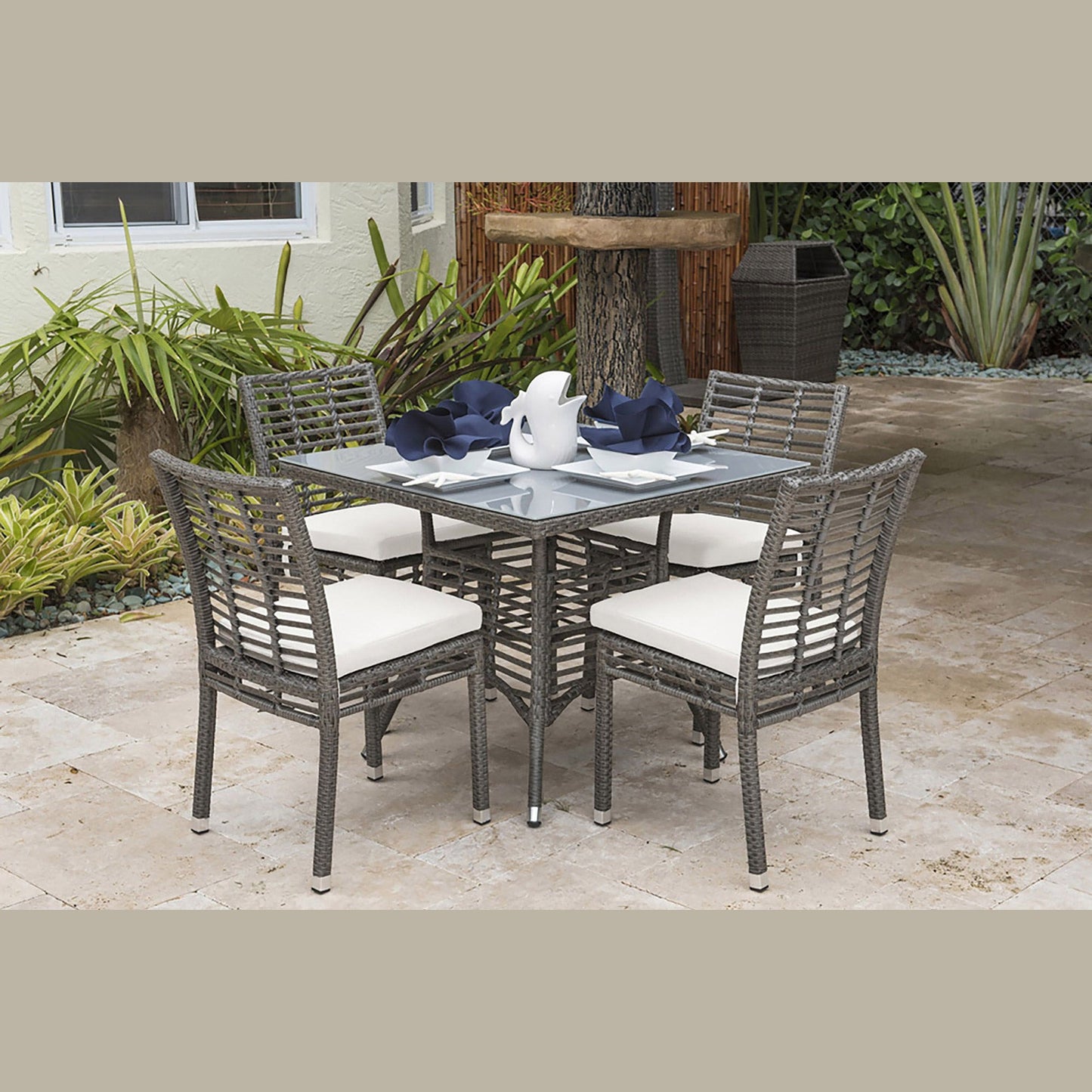 Panama Jack Graphite Stackable Side Chair w/cushion PJO-1601-GRY-SC-CUSH - BetterPatio.com