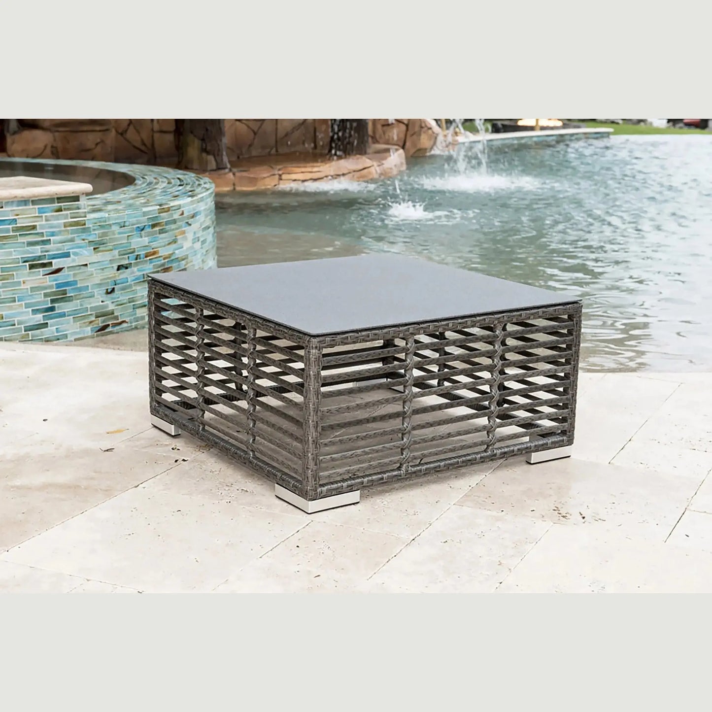 Panama Jack Graphite Square Coffee Table PJO-1601-GRY-CT-GL - BetterPatio.com