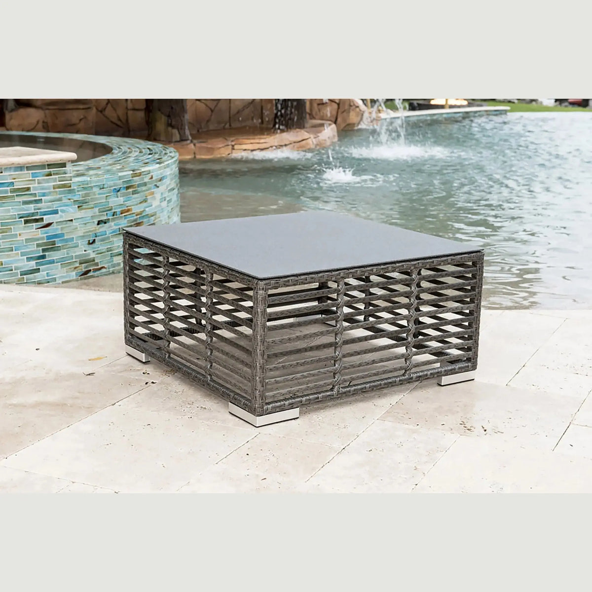 Panama Jack Graphite Square Coffee Table PJO-1601-GRY-CT-GL - BetterPatio.com