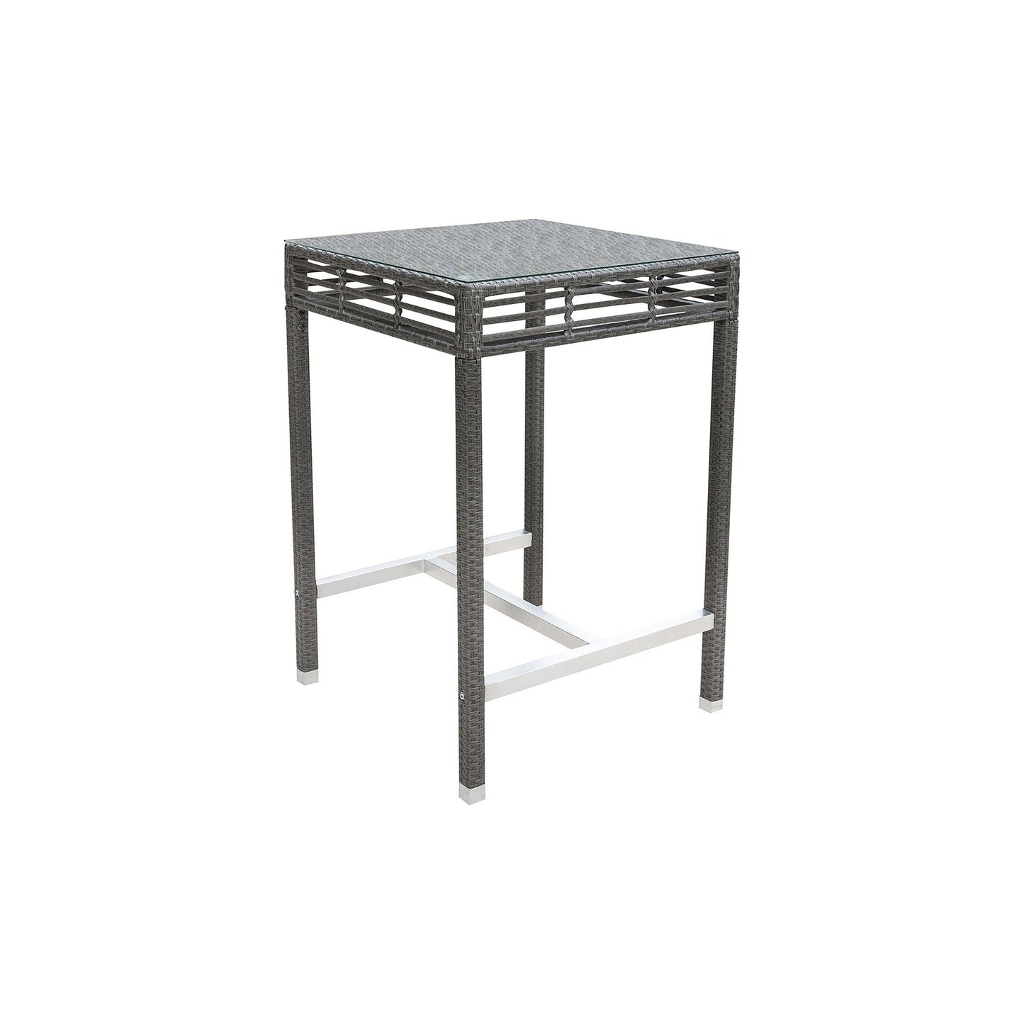 Panama Jack Graphite Square Pub Table W/ Glass PJO-1601-GRY-PT - BetterPatio.com