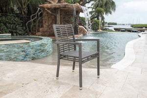 Panama Jack Graphite Stackable Arm Chair PJO-1601-GRY-AC - BetterPatio.com