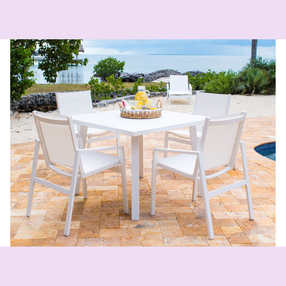 Panama Jack Mykonos 5 Pc Square Dining PJO-2401-WHT-5DA - BetterPatio.com