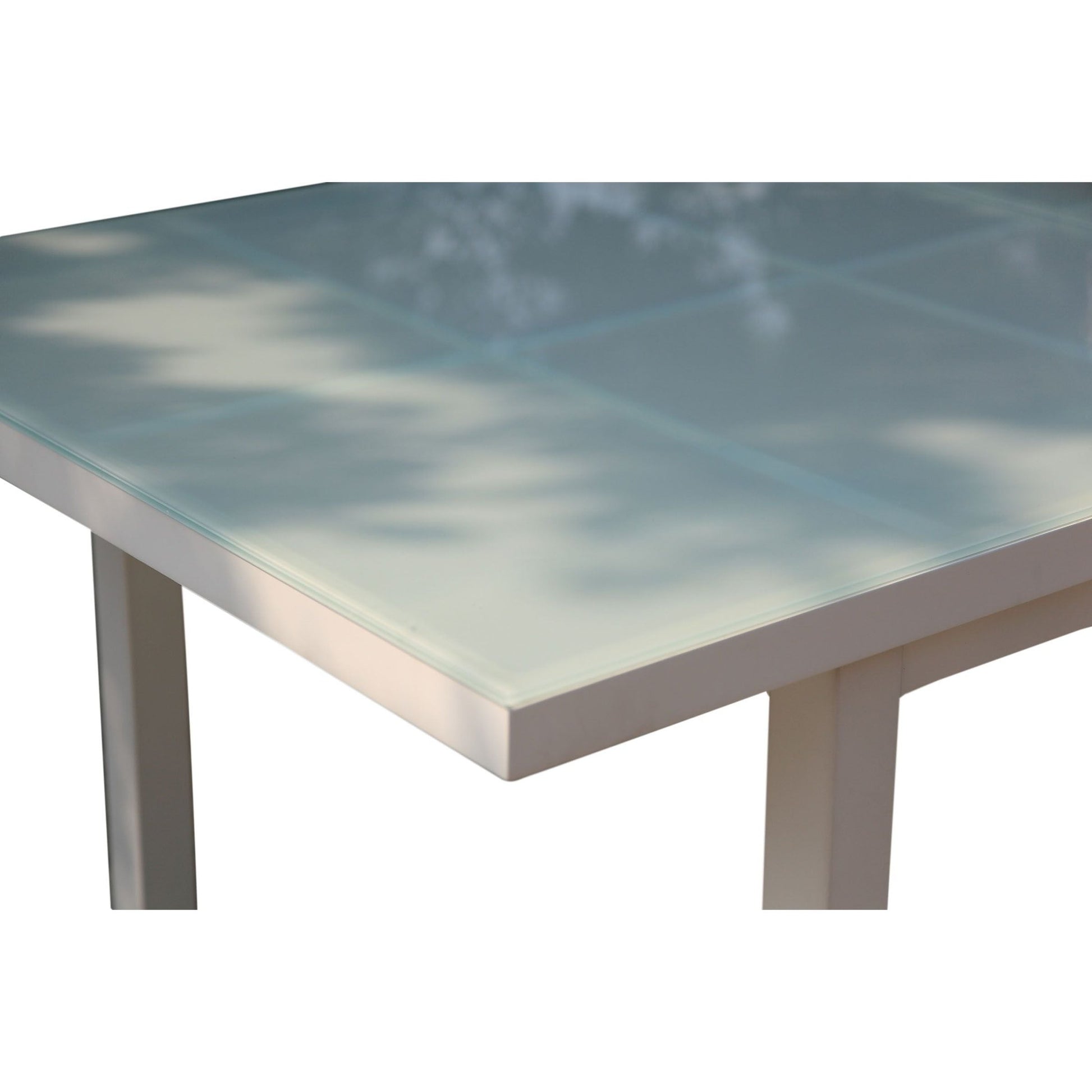Panama Jack Mykonos Extendable Glass Rect Table PJO-2401-WHT-EXT - BetterPatio.com