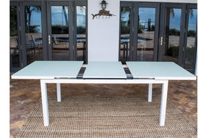 Panama Jack Mykonos Extendable Glass Rect Table PJO-2401-WHT-EXT - BetterPatio.com
