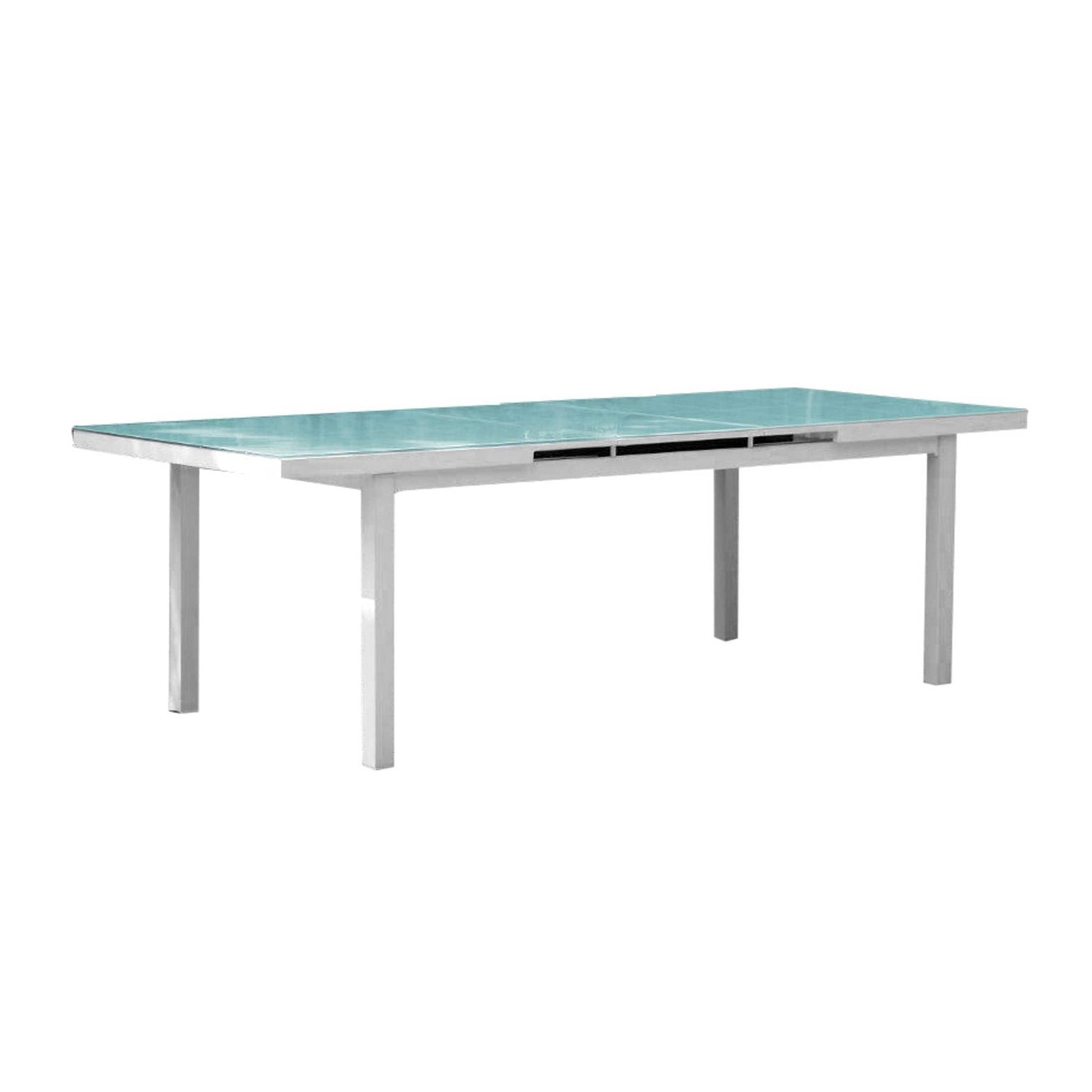 Panama Jack Mykonos Extendable Glass Rect Table PJO-2401-WHT-EXT - BetterPatio.com