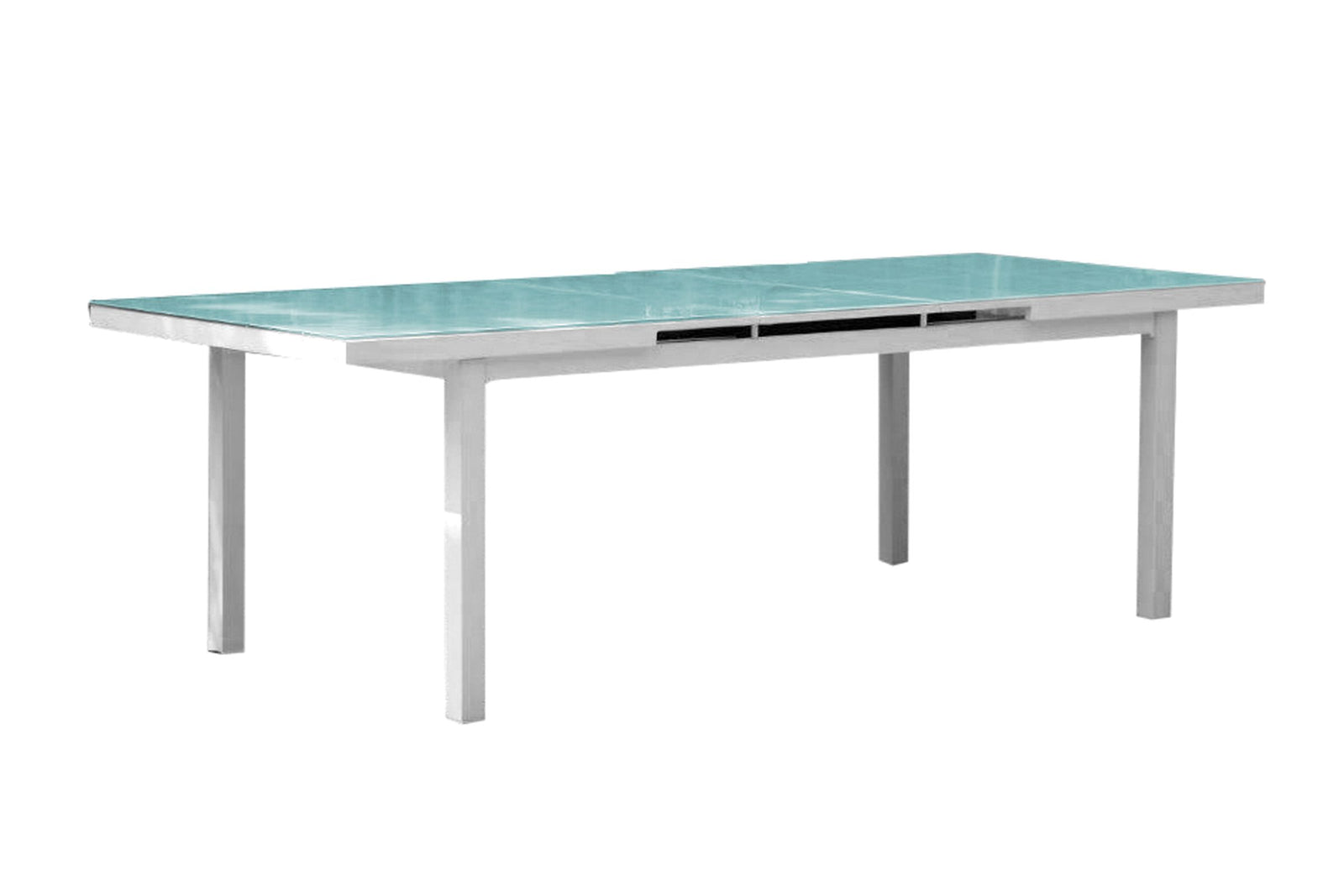 Panama Jack Mykonos Extendable Glass Rect Table PJO-2401-WHT-EXT - BetterPatio.com