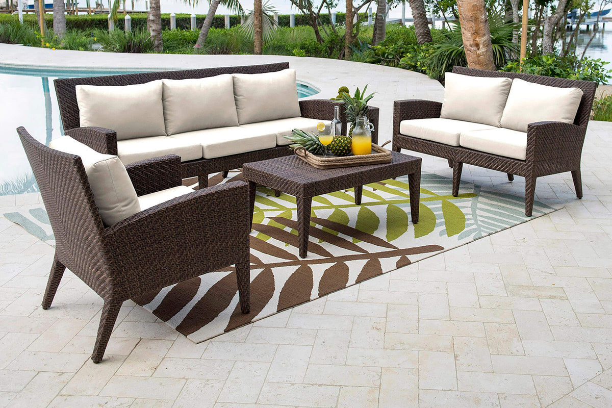 Panama Jack Oasis 5 PC Seating Set w/cushions PJO-2201-JBP-5PC-GLASS - BetterPatio.com