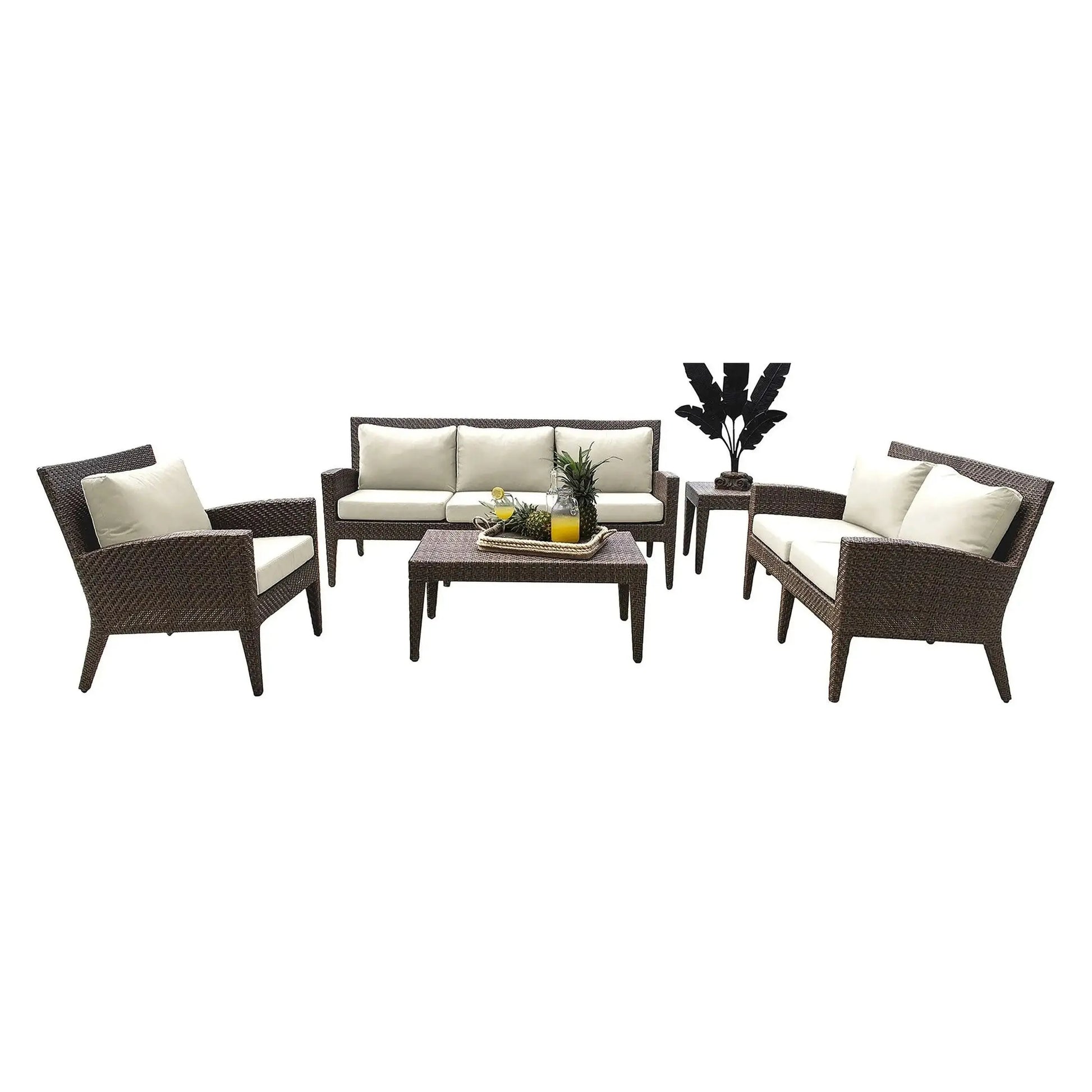 Panama Jack Oasis 5 PC Seating Set w/cushions PJO-2201-JBP-5PC-GLASS - BetterPatio.com