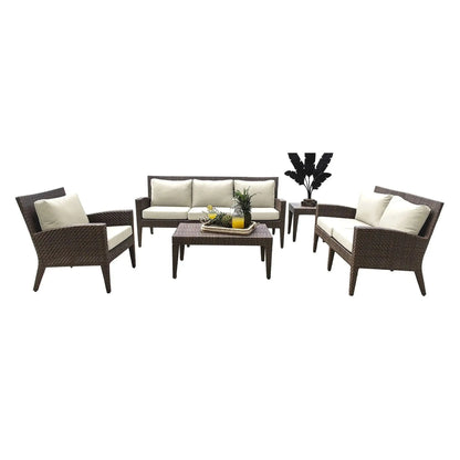 Panama Jack Oasis 5 PC Seating Set w/cushions PJO-2201-JBP-5PC-GLASS - BetterPatio.com