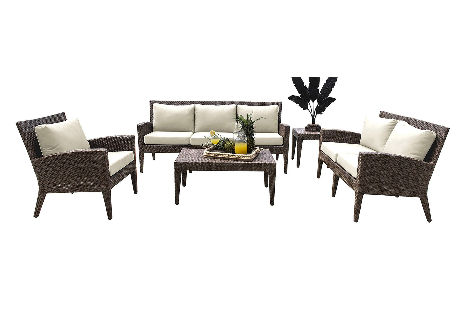Panama Jack Oasis 5 PC Seating Set w/cushions PJO-2201-JBP-5PC-GLASS - BetterPatio.com