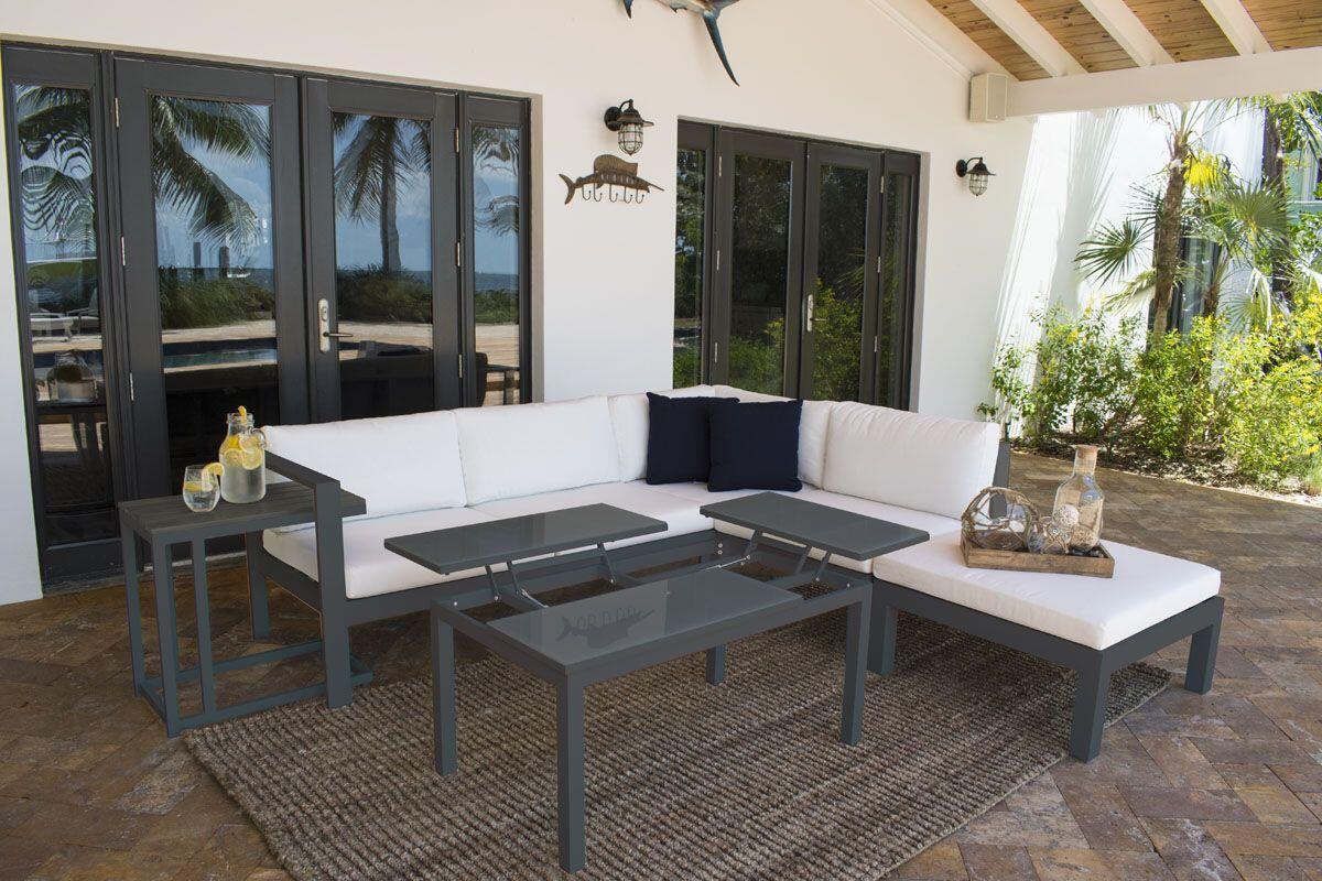 Panama Jack Sandcastle Grey 5 Pc Sectional Set PJO-2601-GRY-SET - BetterPatio.com