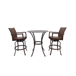 Panama Jack St Barths 3 piece Swivel Pub Set PJO-3001-BRN-3PSB