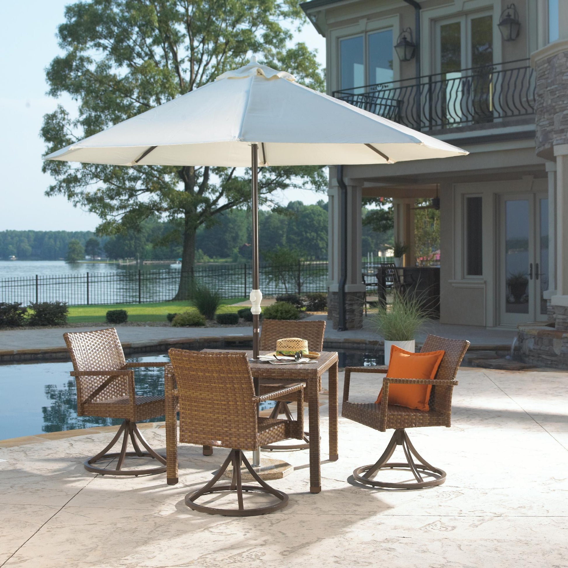 Panama Jack St Barths Swivel Chair Dining Set 5 piece PJO-3001-BRN-5PCSD - BetterPatio.com