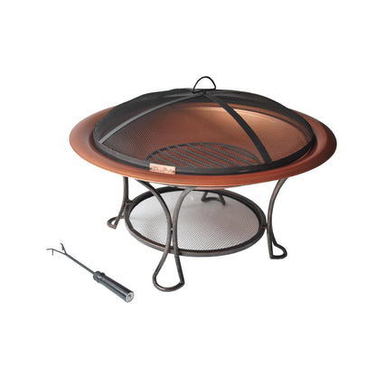 Panama Jack Round 30" Copper Plated Fire Pit in Black Finish PJO-5001-FP1 - BetterPatio.com