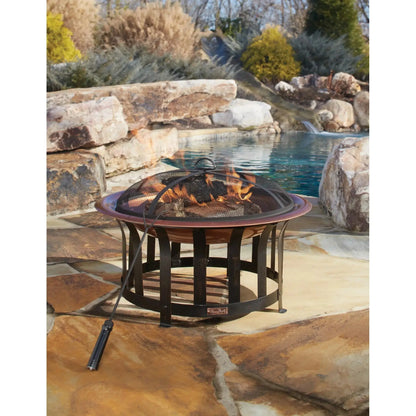 Panama Jack Round 30" Copper Plated Fire Pit with metal base PJO-5001-FP2 - BetterPatio.com
