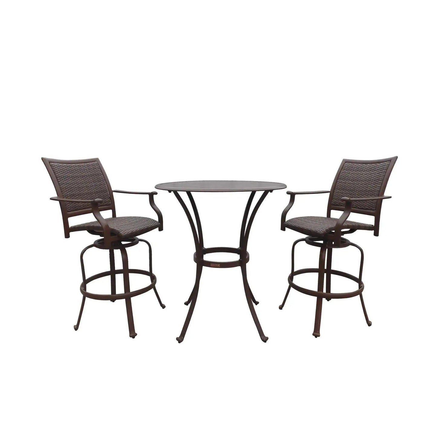 Panama Jack Island Cove 3 piece Woven Swivel Pub Set PJO-8001-ESP-3PBRSB - BetterPatio.com