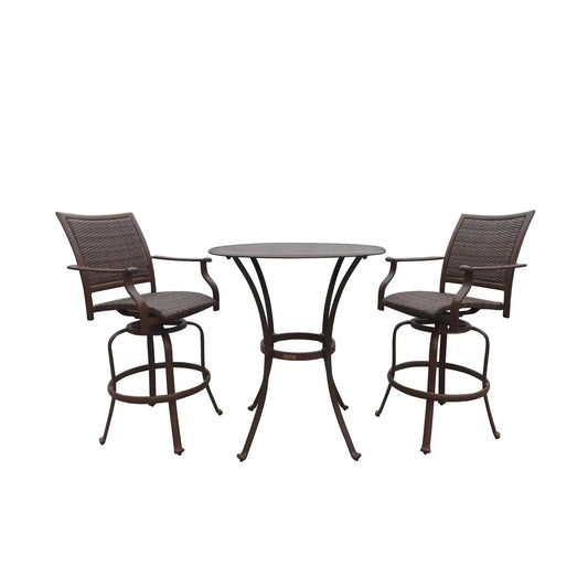 Panama Jack Island Cove 3 piece Woven Swivel Pub Set PJO-8001-ESP-3PBRSB - BetterPatio.com