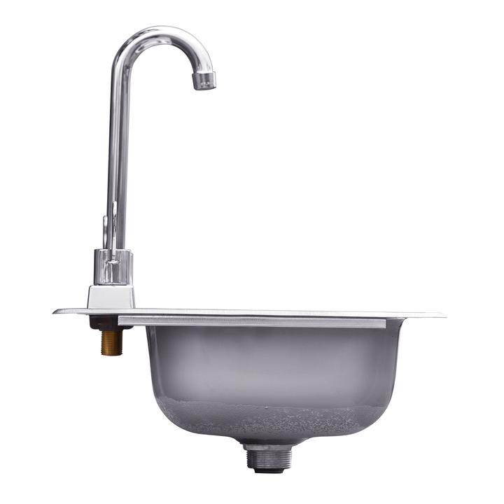 Summerset 15x15 inch Stainless Steel Drop In Sink and Hot and Cold Faucet SSNK-15D - BetterPatio.com