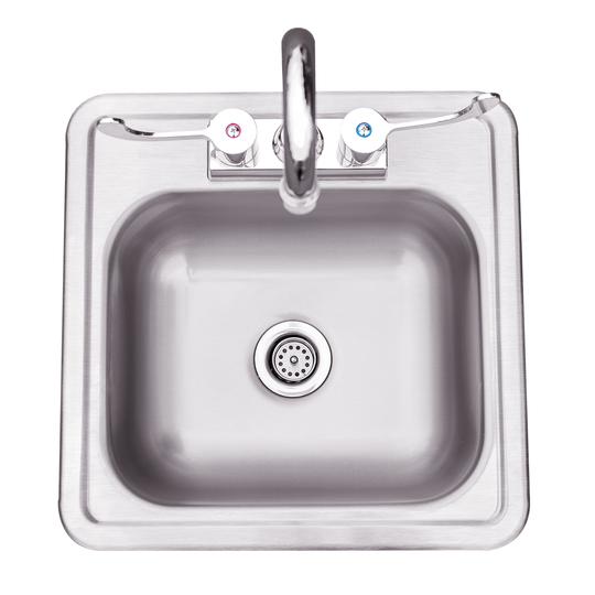 Summerset 15x15 inch Stainless Steel Drop In Sink and Hot and Cold Faucet SSNK-15D - BetterPatio.com