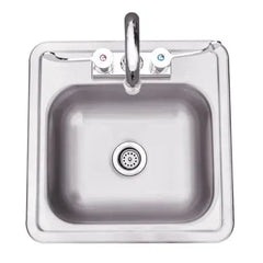 Summerset 15x15 inch Stainless Steel Drop In Sink and Hot and Cold Faucet SSNK-15D
