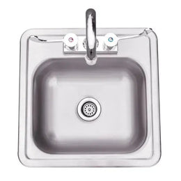 Summerset 15x15 inch Stainless Steel Drop In Sink and Hot and Cold Faucet SSNK-15D