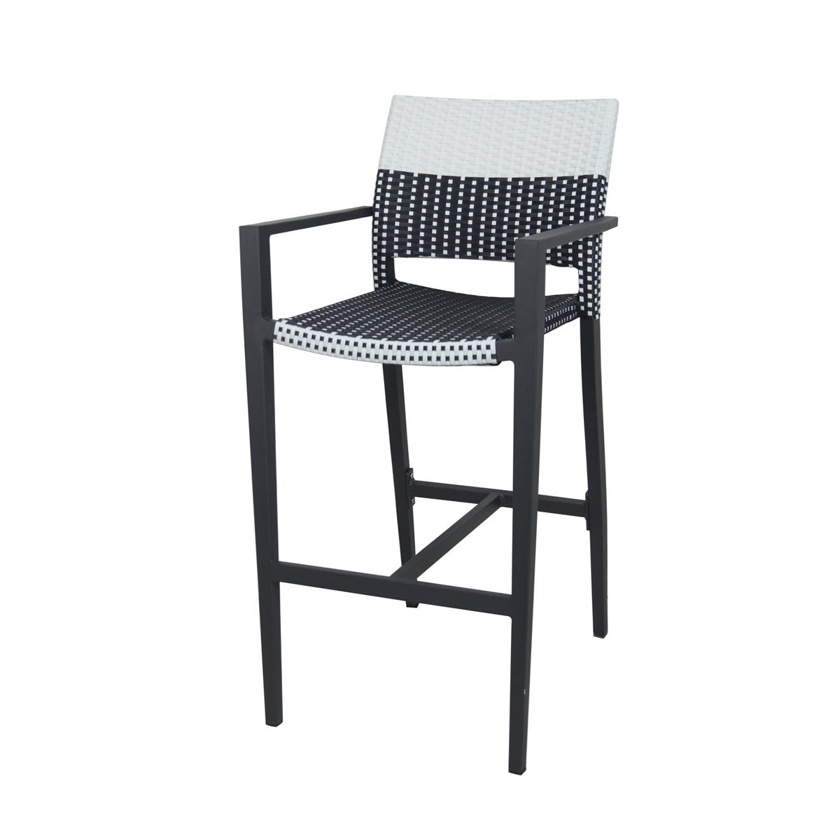 Source Chloe Bar Arm Chair Black and White SC-2207-173-B&amp;W-BLK - BetterPatio.com