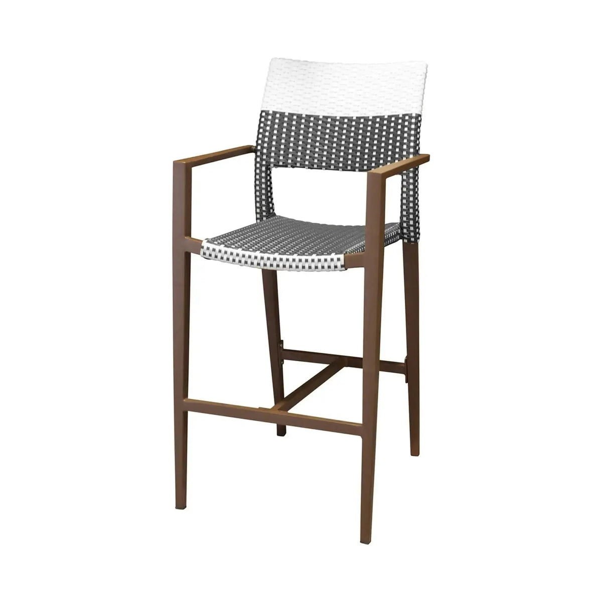 Source Chloe Bar Arm Chair Espresso & White Wicker SC-2207-173-E&W-ESP - BetterPatio.com