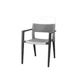 Source Chloe Dining Arm Chair Black and White Wicker SC-2207-163-B&W-BLK