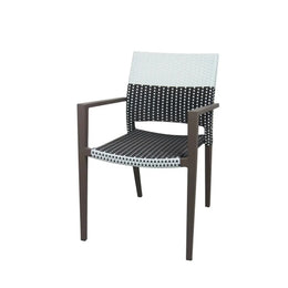 Source Chloe Dining Arm Chair Espresso & White Wicker SC-2207-163-E&W-ESP