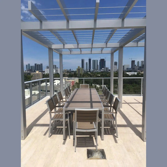 Source Sedona 36'' X 144'' Rectangular Table with Corsa Table Top SC-1014-406_SC-1009-587 - BetterPatio.com