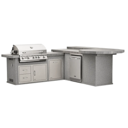 Bull Outdoor 9 Foot L-Shaped Supreme Q BBQ Island with Raised Bar
